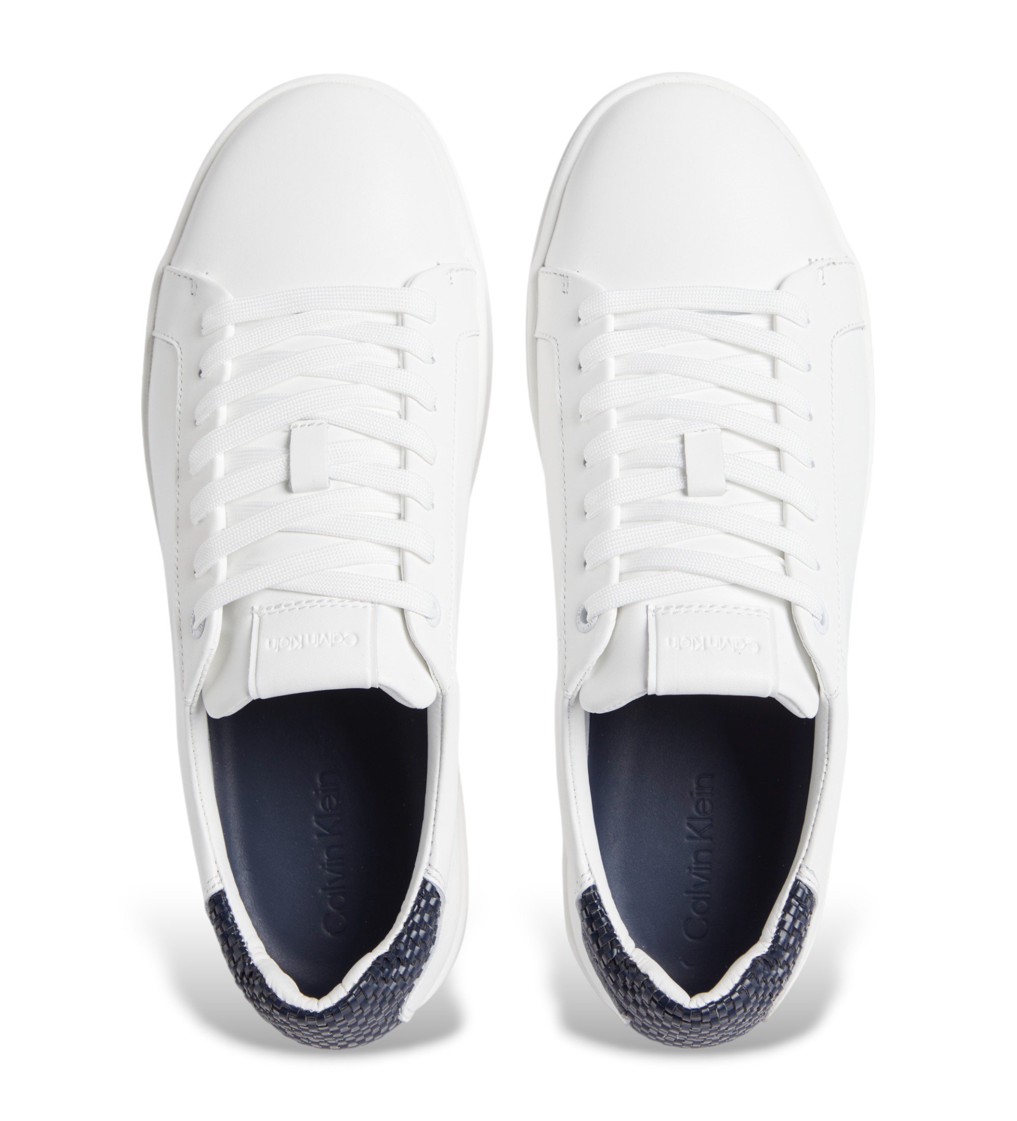Calvin Klein Low Top Lace Up Leather Sneakers white Esdemarca