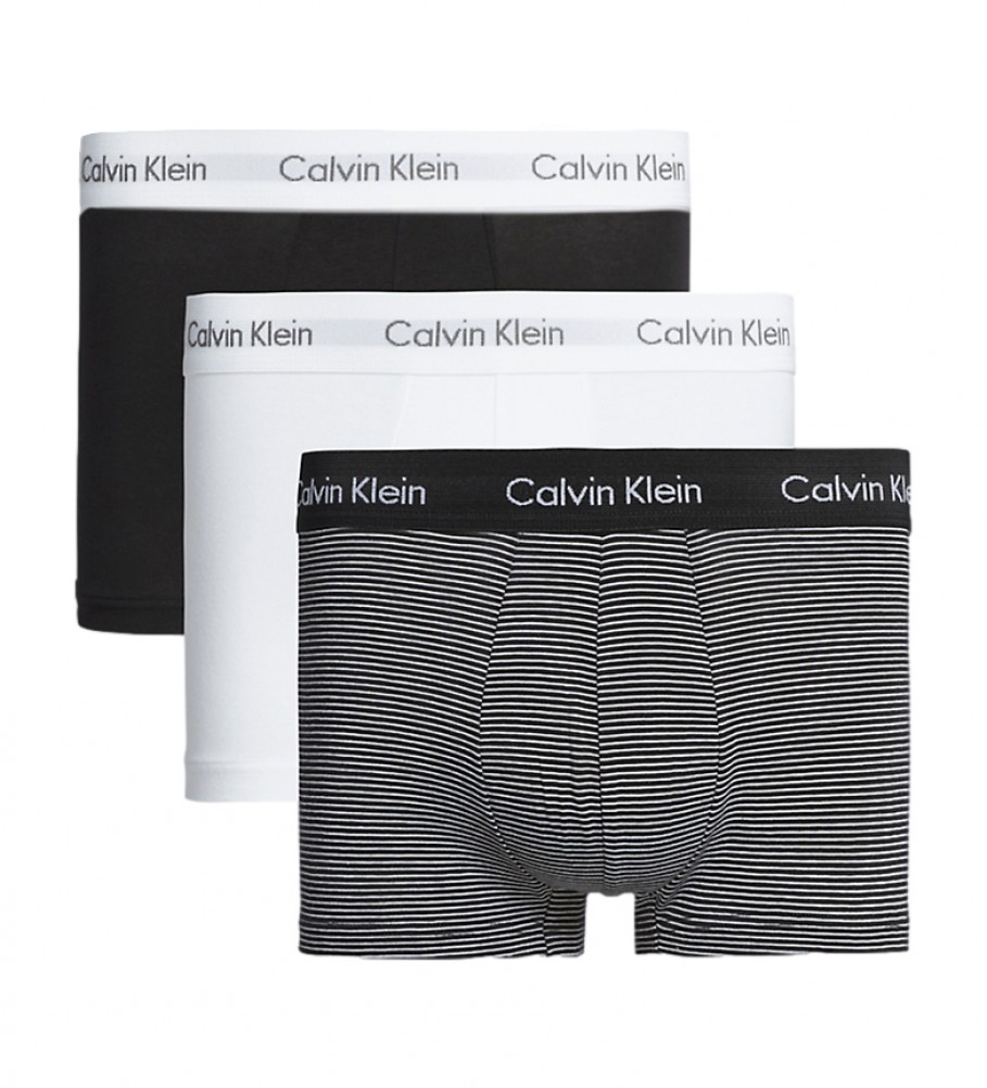 Calvin Klein Pacote de 3 Boxers de Algodão Esticado Preto, Branco, Cinza