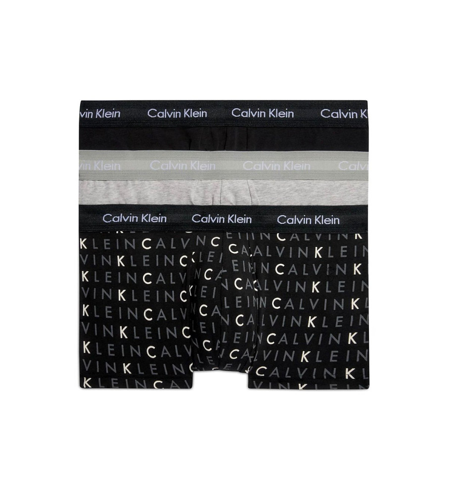Calvin Klein Pack de 3 Calções Boxer de Algodão Alongados de Cintura Baixa preto, cinzento