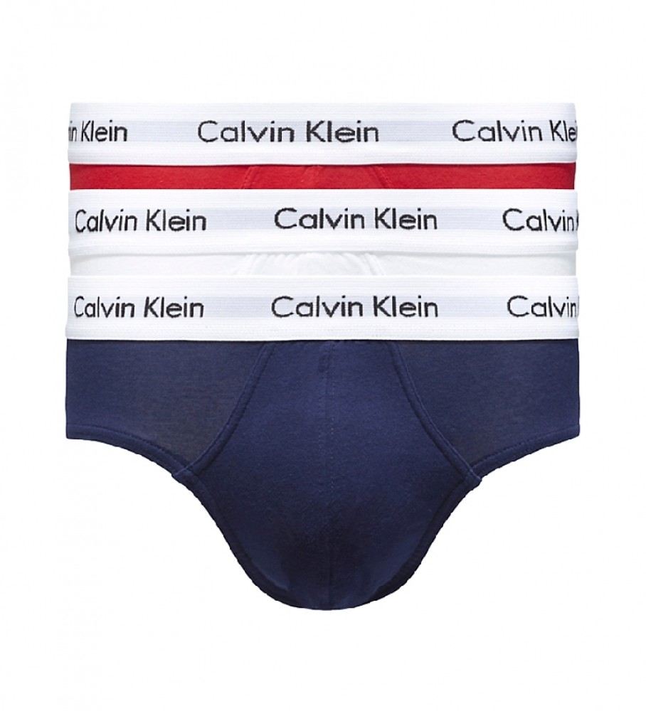 Calvin Klein Pack of 3 Cotton Strech Slips red, white, navy