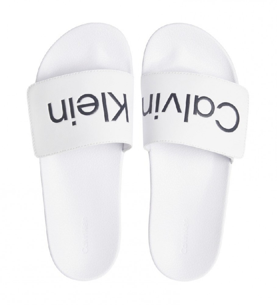 Calvin Klein Flip Flops Com Logotipo Branco