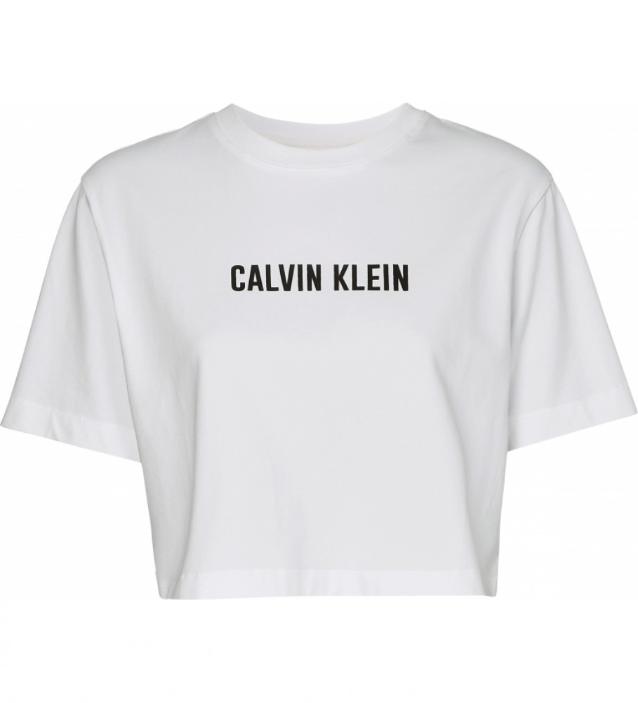 Calvin Klein Camiseta Cropped Manga Corta blanco