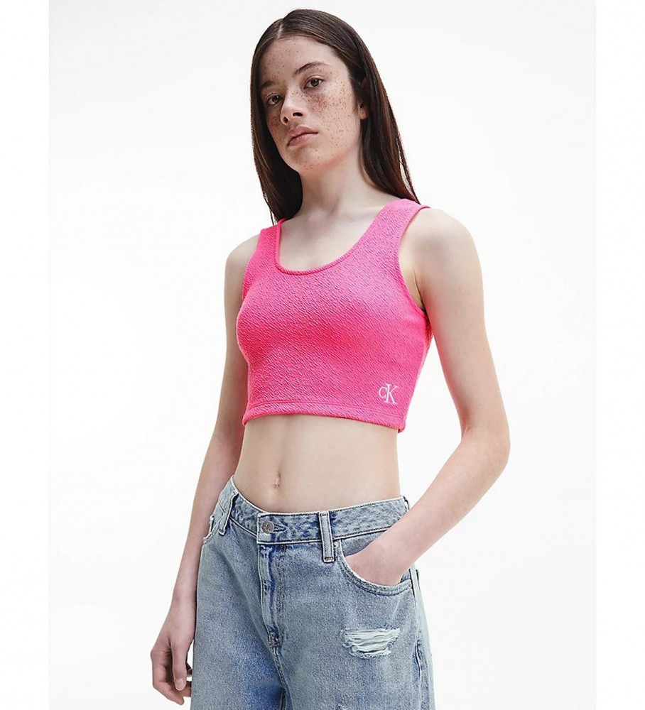 Calvin Klein Jeans Camiseta De Tirantes Cropped De Sirsaca rosa