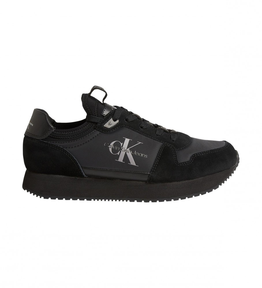 Calvin Klein Sock Laceup Ny-Lth sapatos de couro preto