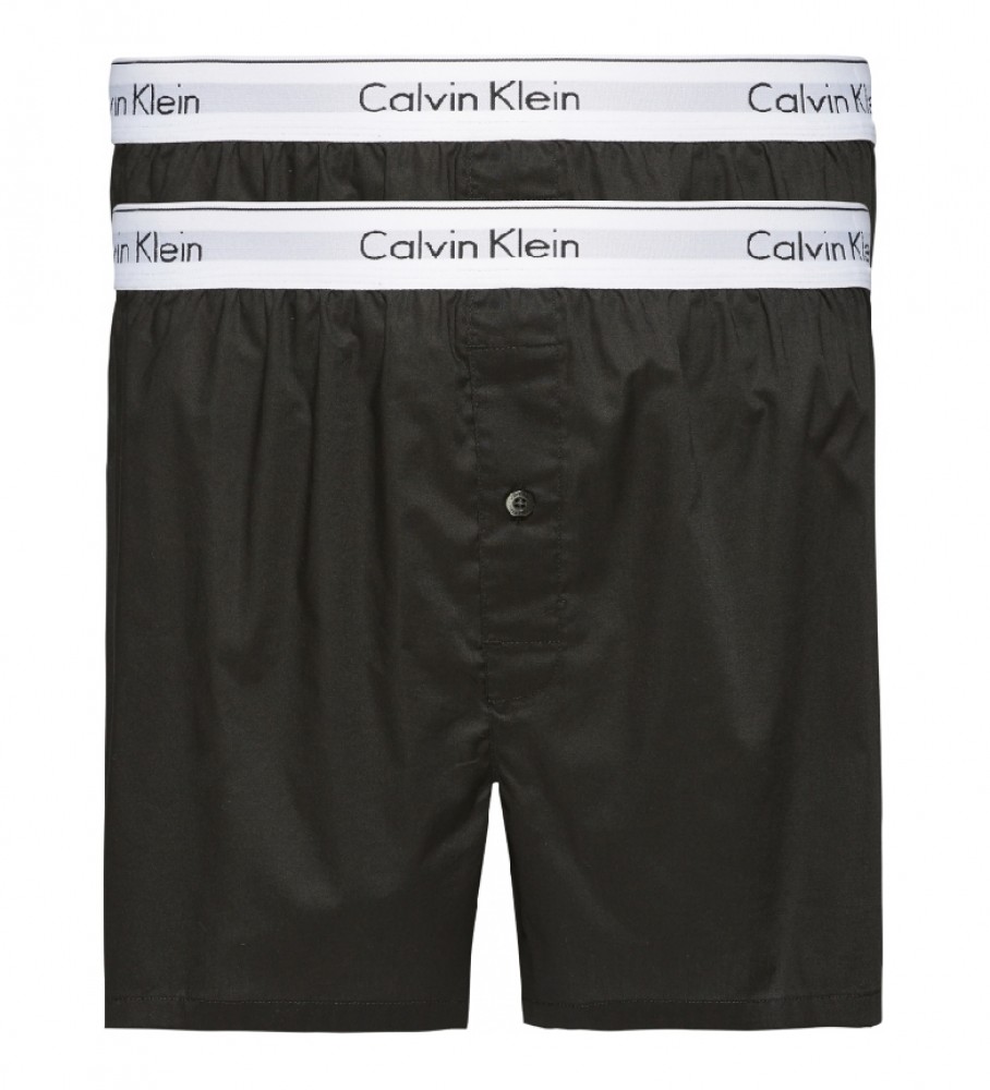 Calvin Klein Pack of 2 Slim Modern Cotton Boxers black