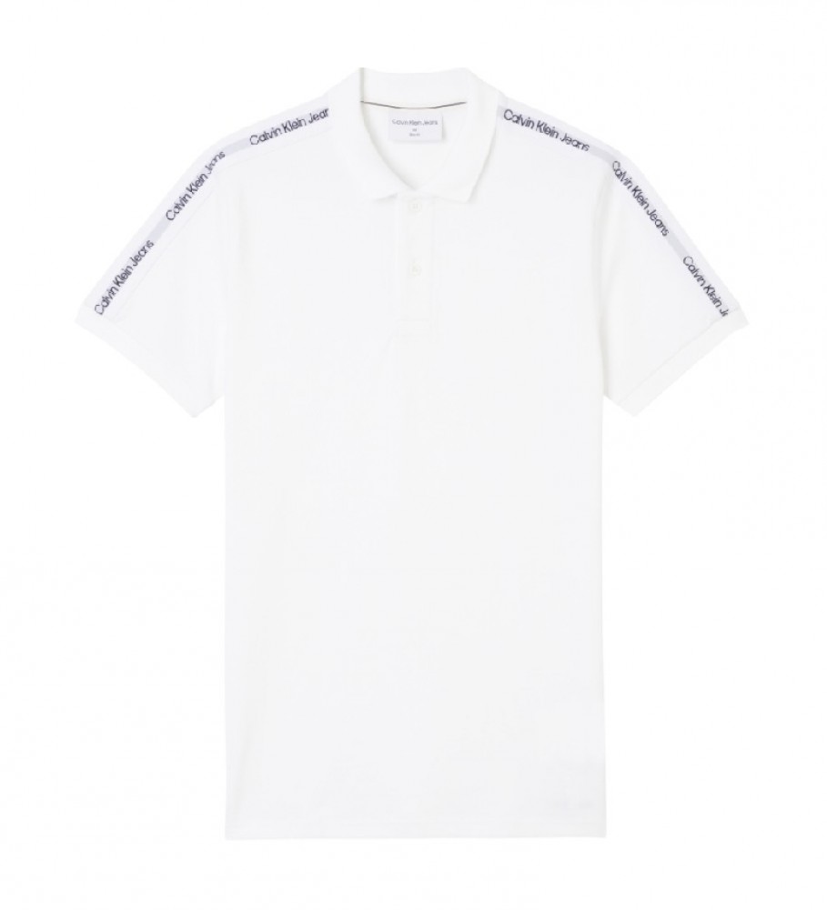 Calvin Klein Contrast Tape white polo shirt