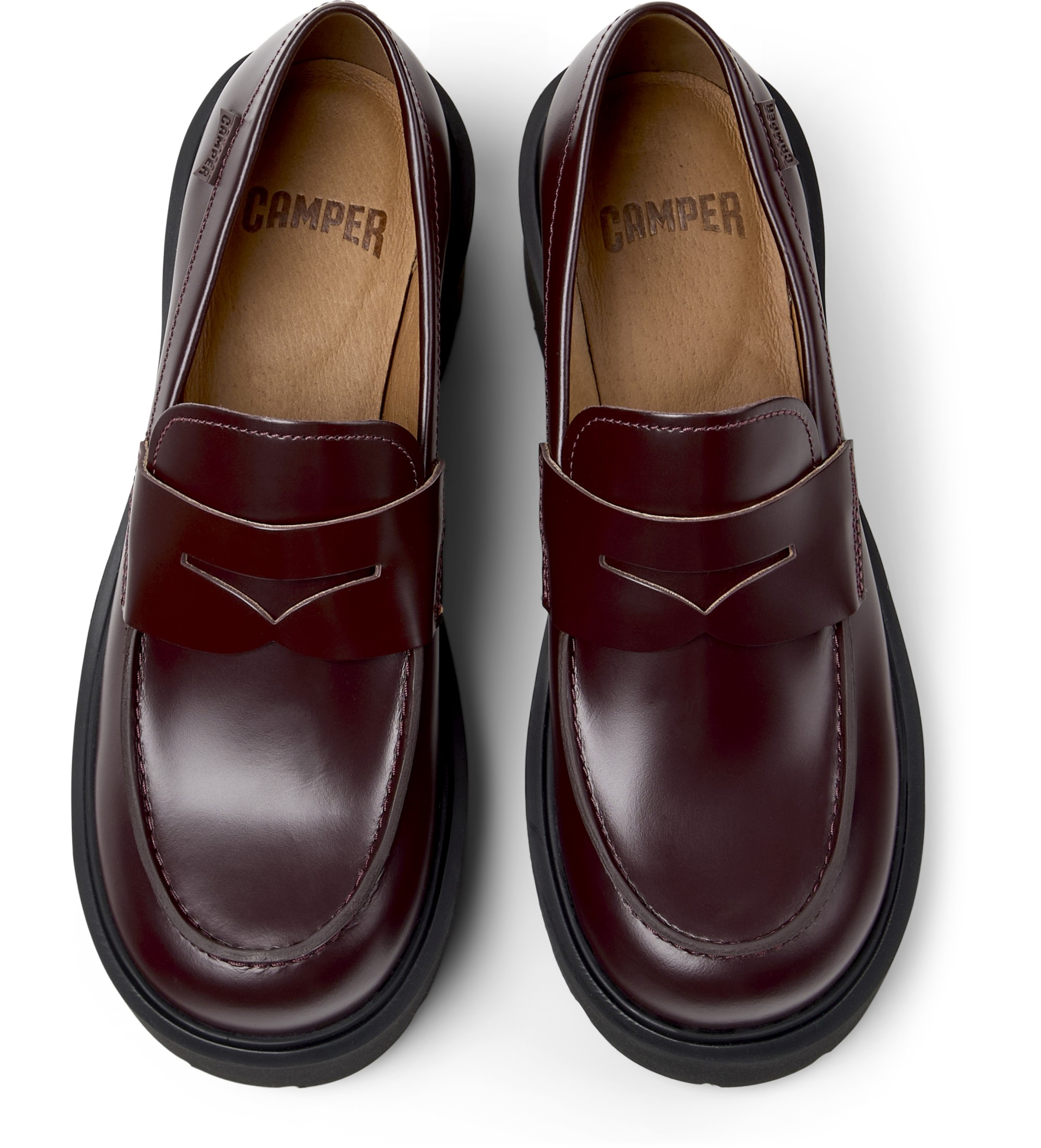 Milah Burgundy Leather Loafers Womens Maroon Milah Leather Loafers - Main Image