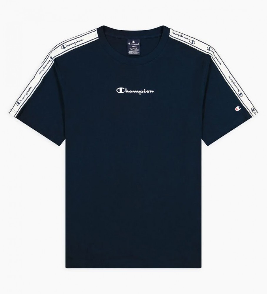 Champion T-shirt blu navy con logo con scritta in nastro laterale