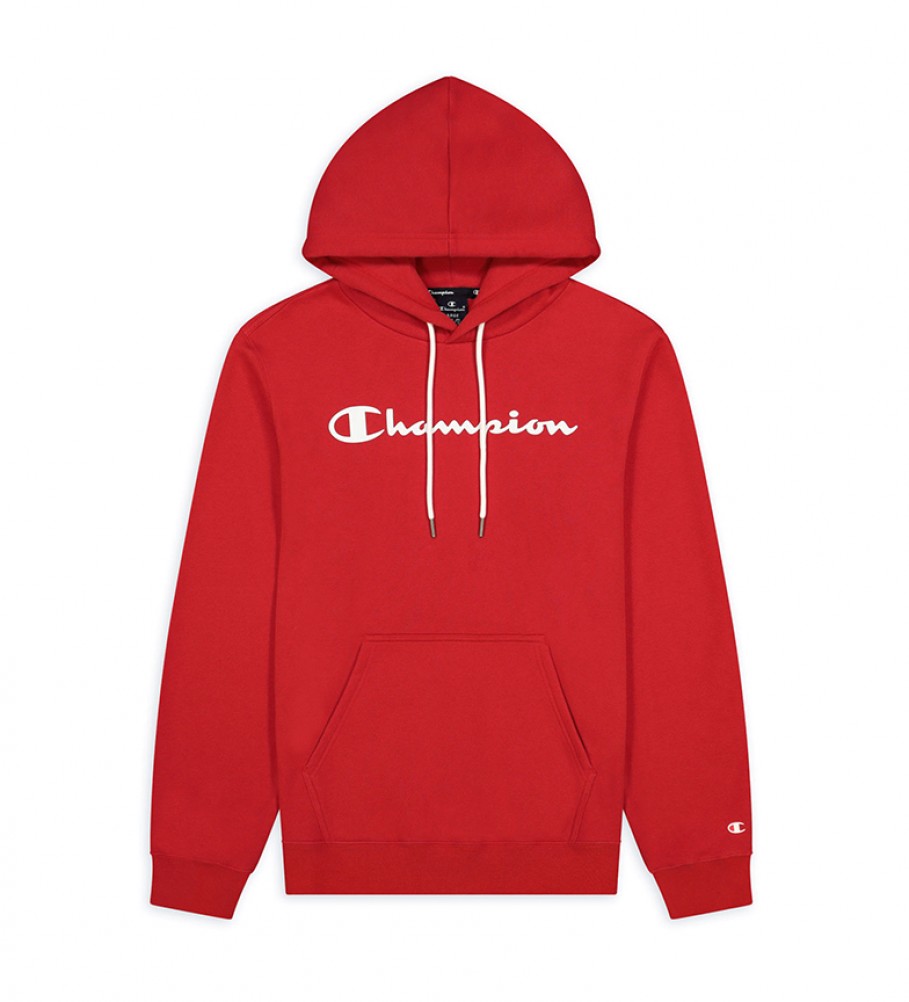 Champion Hooded Sweatshirt Hooded Script Logo Cotton Terry red
