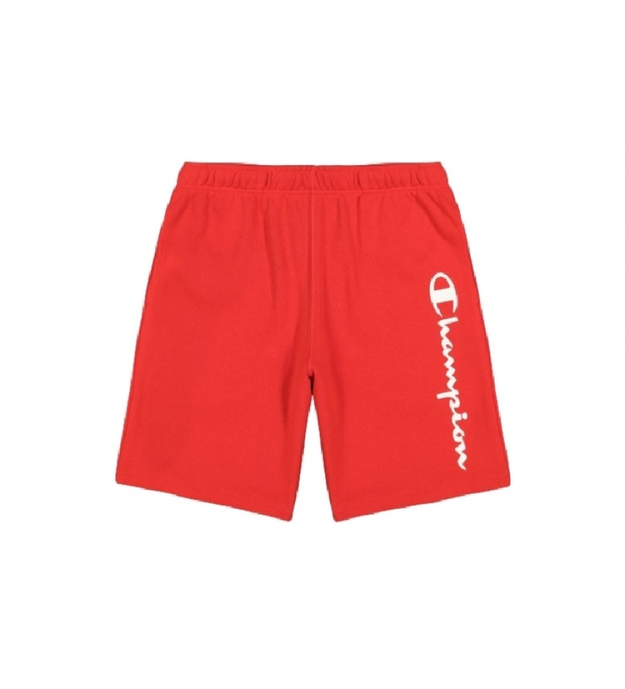 Champion Shorts rossi in spugna di cotone con logo con scritta verticale