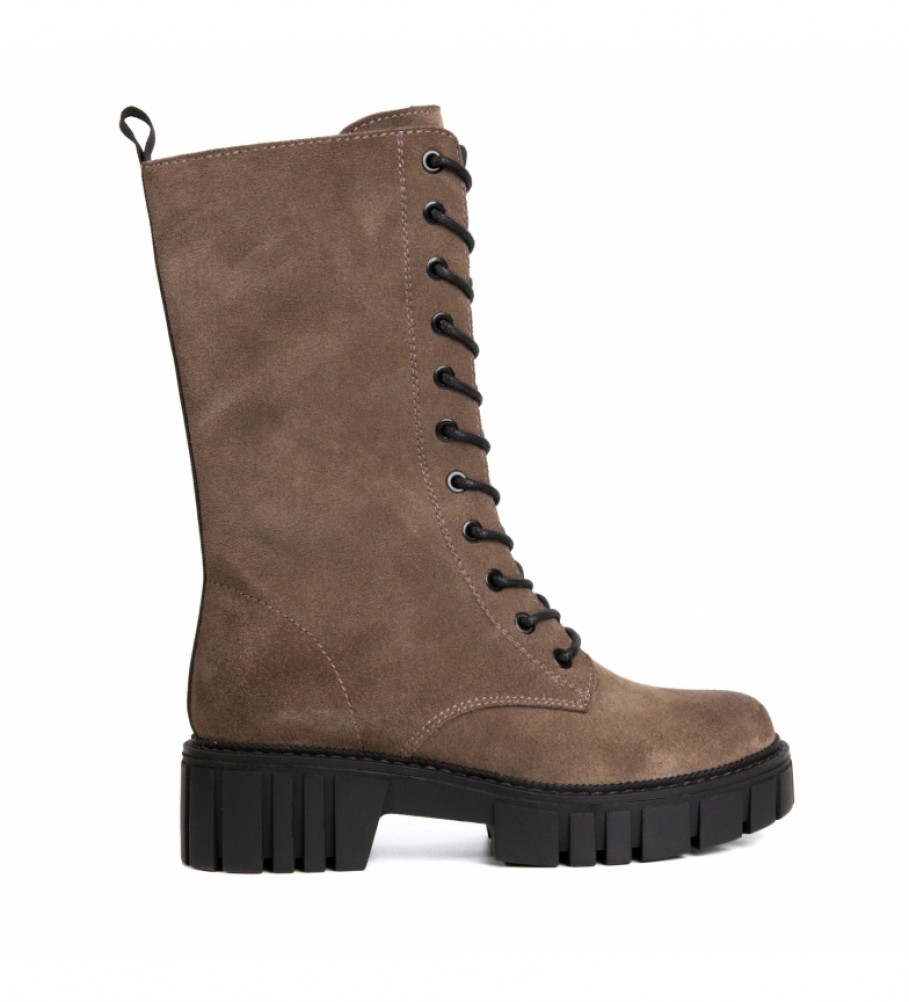 Chika10 Leather boots Rockera 02 taupe