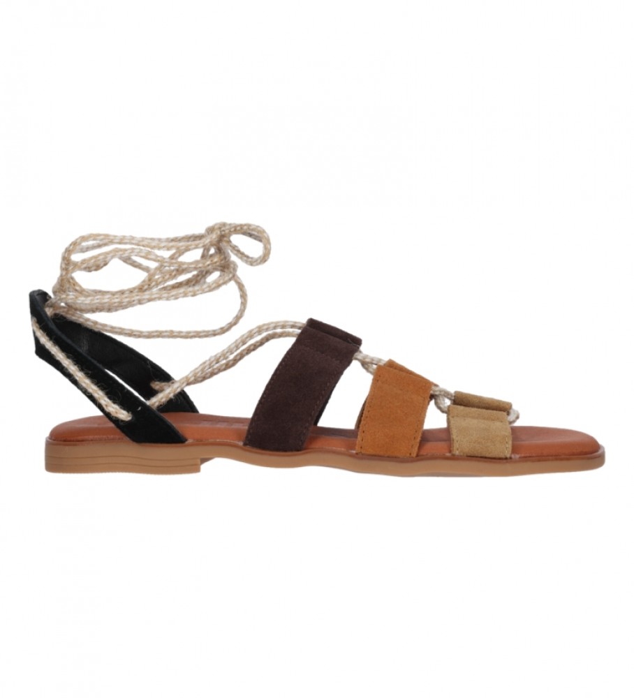 Chika10 Leather sandals Naira 08 Brown