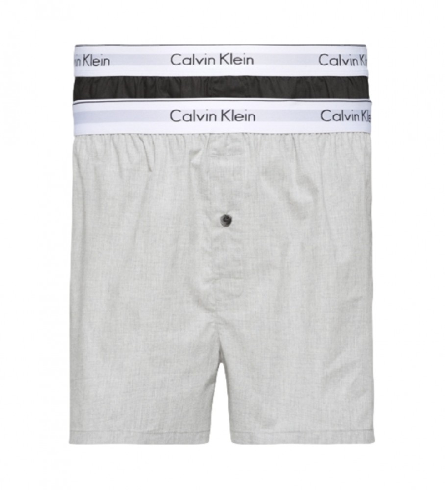 Calvin Klein Pacote de 2 boxers Slim Fit cinza, preto