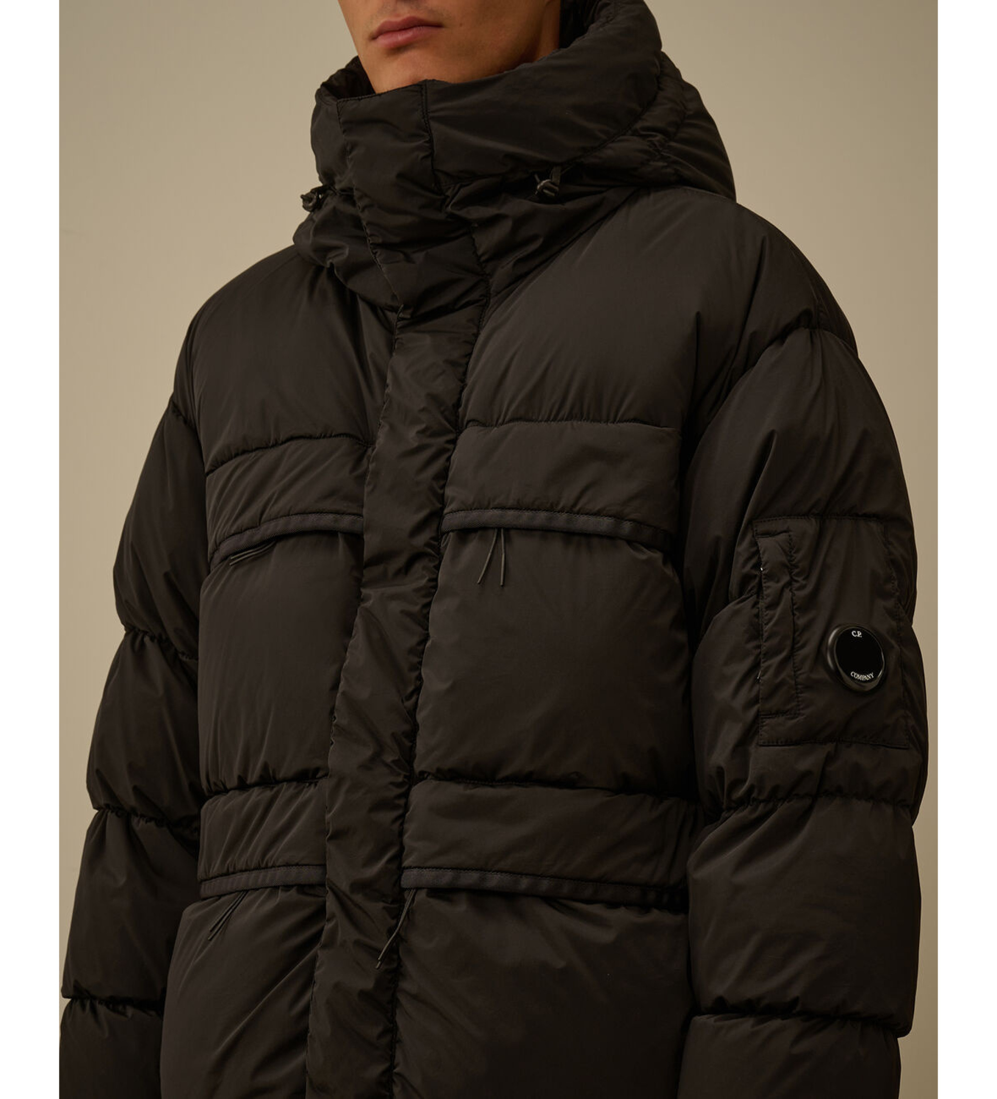 C.P. Company Coat Nycra-R Long Hooded Down black - Esdemarca Store 