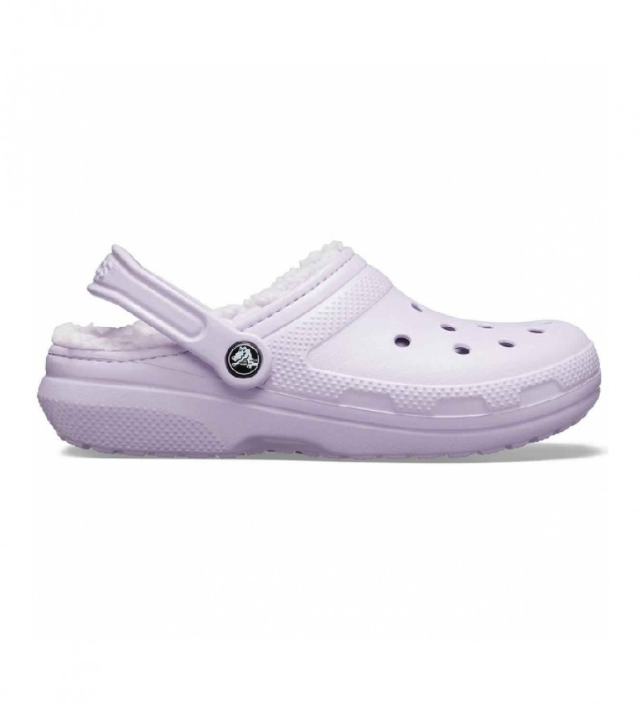 lined lilac crocs