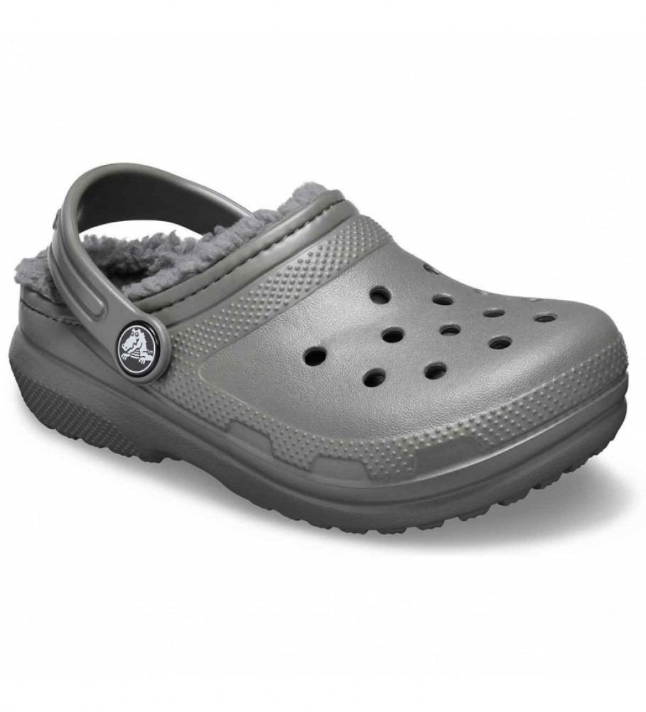 gray lined crocs