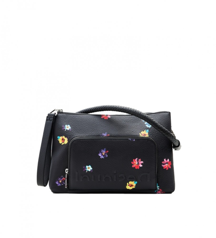 Desigual Small black floral shoulder bag