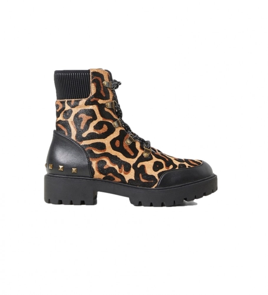 Desigual Biker animal print leather boots 
