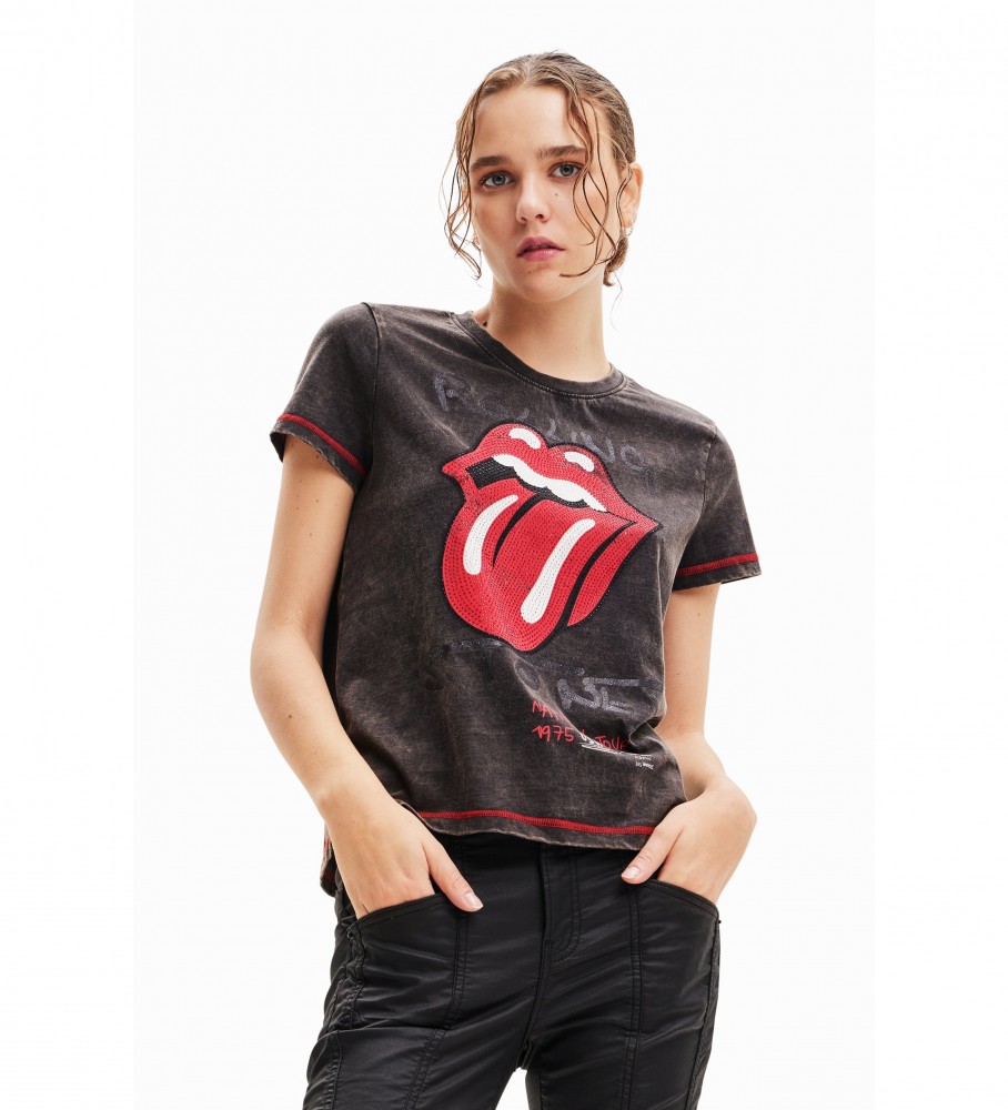 Desigual T-shirt The Rolling Stones Grigio nero