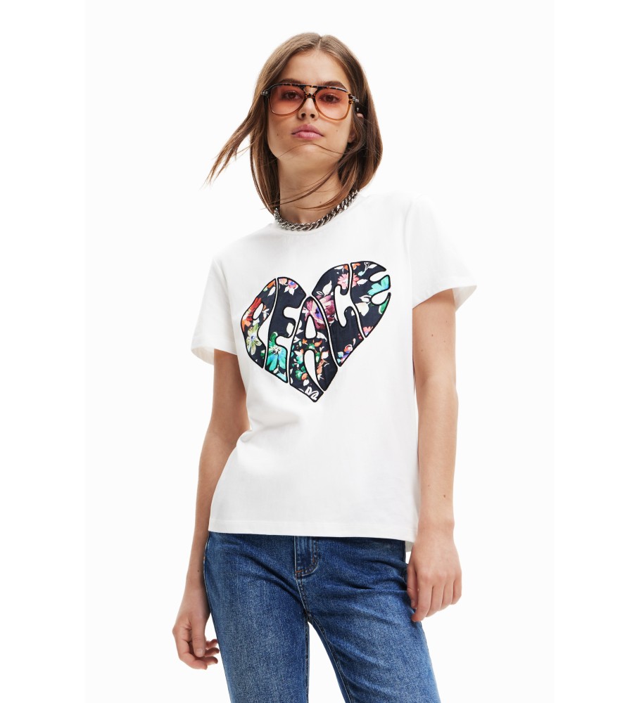 Desigual Peace heart T-shirt white