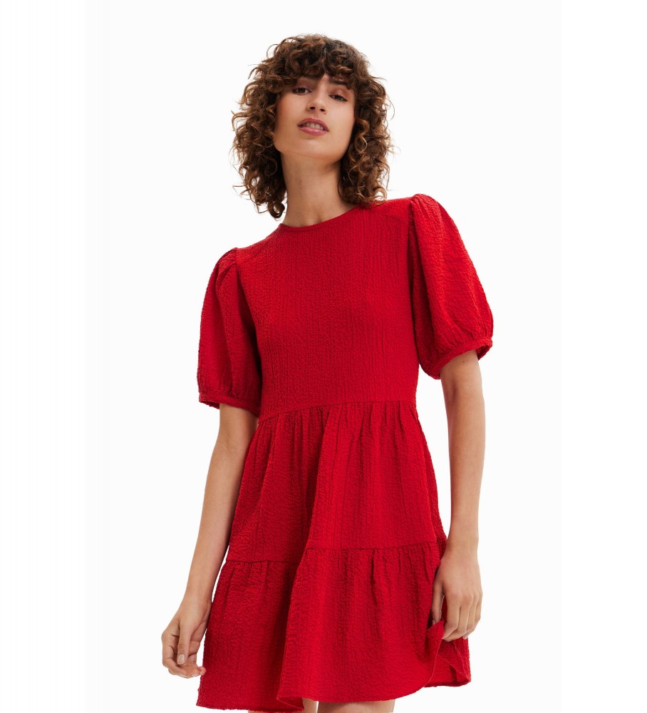 Desigual Vestido corto textura rojo