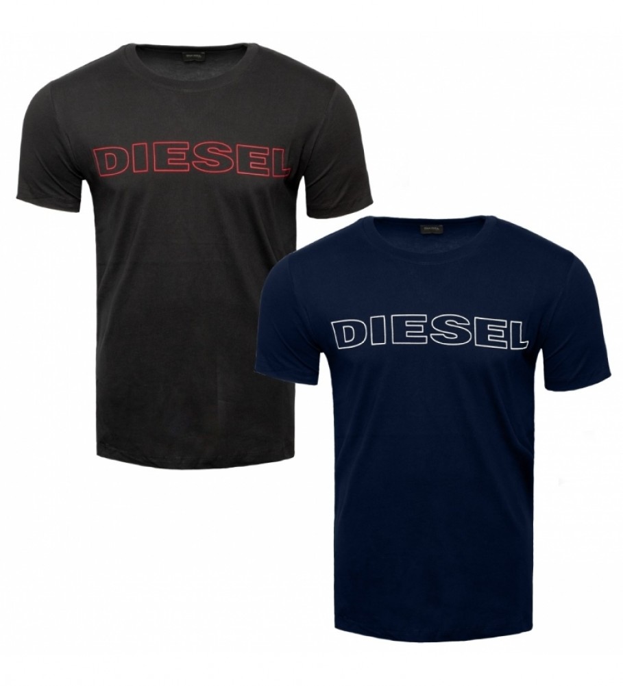 Diesel T-shirt blu navy UMLT-Jake Maglietta in confezione da 2, nere