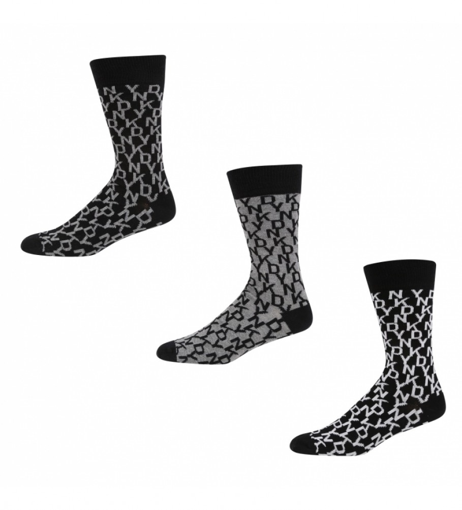 DKNY Pack of 3 black Fulton socks 