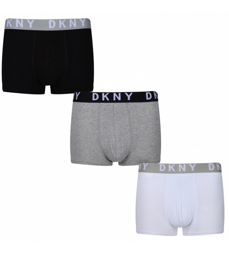 DKNY Lot de 3 Boxers Seattle noir, gris, blanc