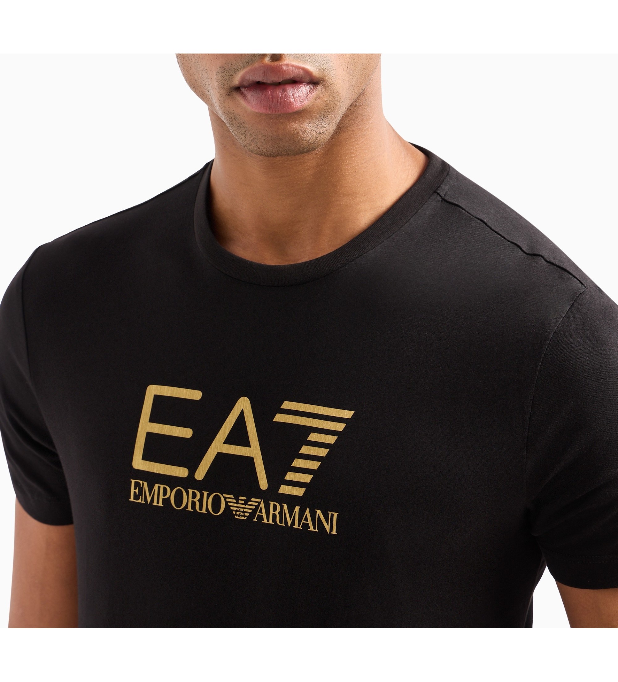 Gold Logo Ea7 Big Logo T Shirt EA7 Gold Label M Tee Ss Pima Js Big