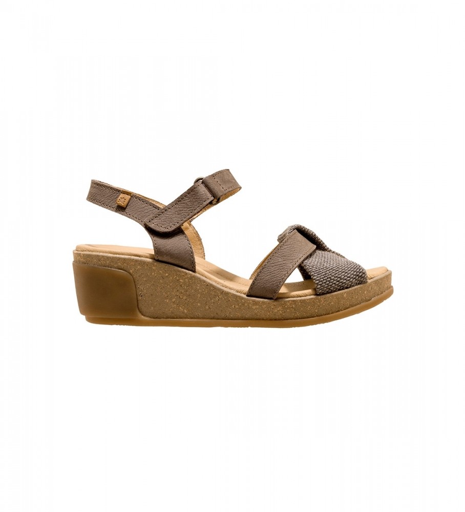 Naturalista Læder sandaler N5038 Leaves grå -Højde kile 5,5cm Esdemarca butik med fodtøj, mode og - bedste mærker sko og designersko