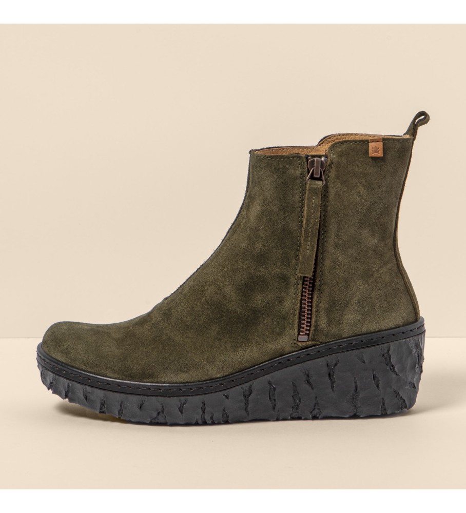 El Naturalista N5167 Myth Yggdrasil bottines en cuir vert - Hauteur 5cm