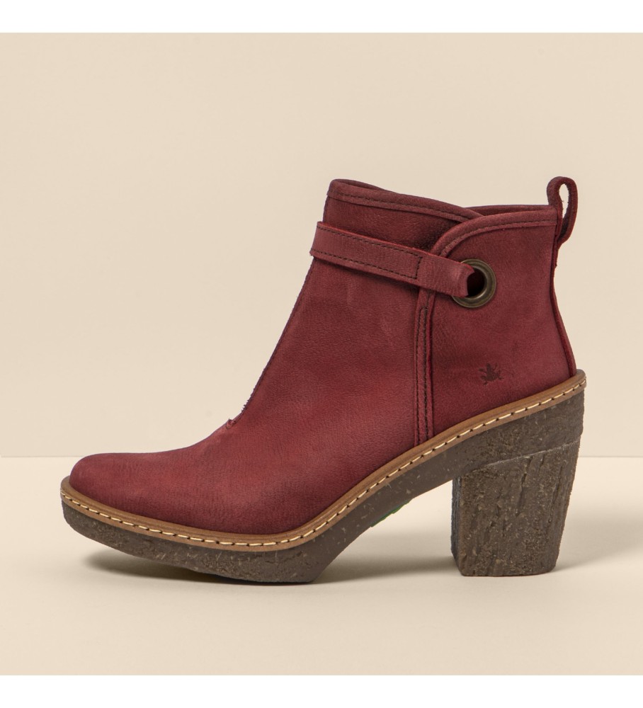 El Naturalista Leather ankle boots N5179 Beech maroon -Height 7,5cm heel