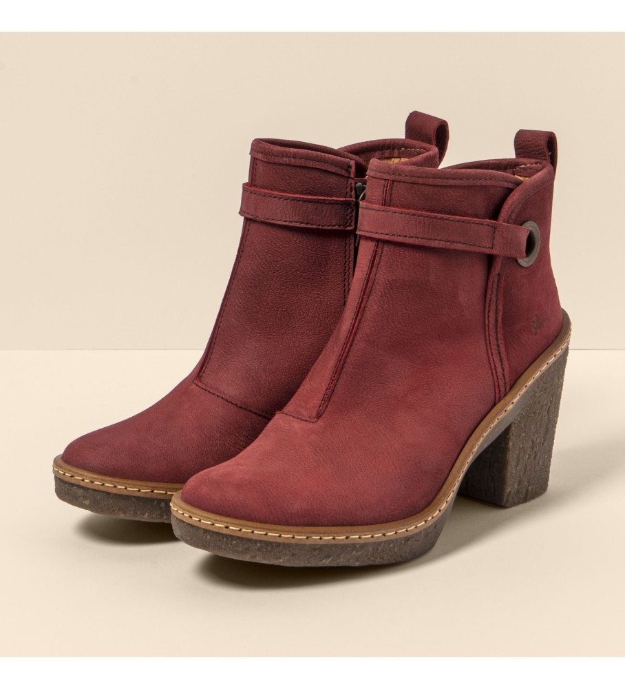 El Naturalista Leather ankle boots N5179 Beech maroon -Height 7,5cm heel