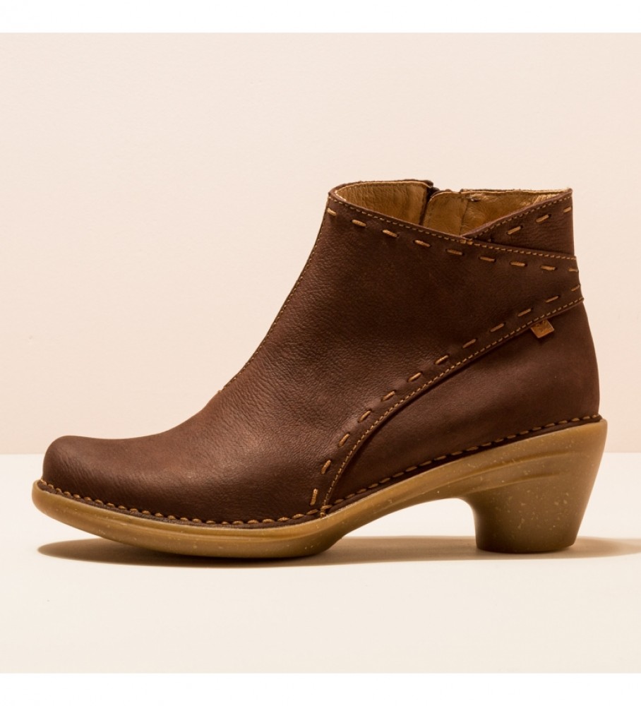 El Naturalista Leather ankle boots N5338 Aqua brown -Height heel 5,5cm