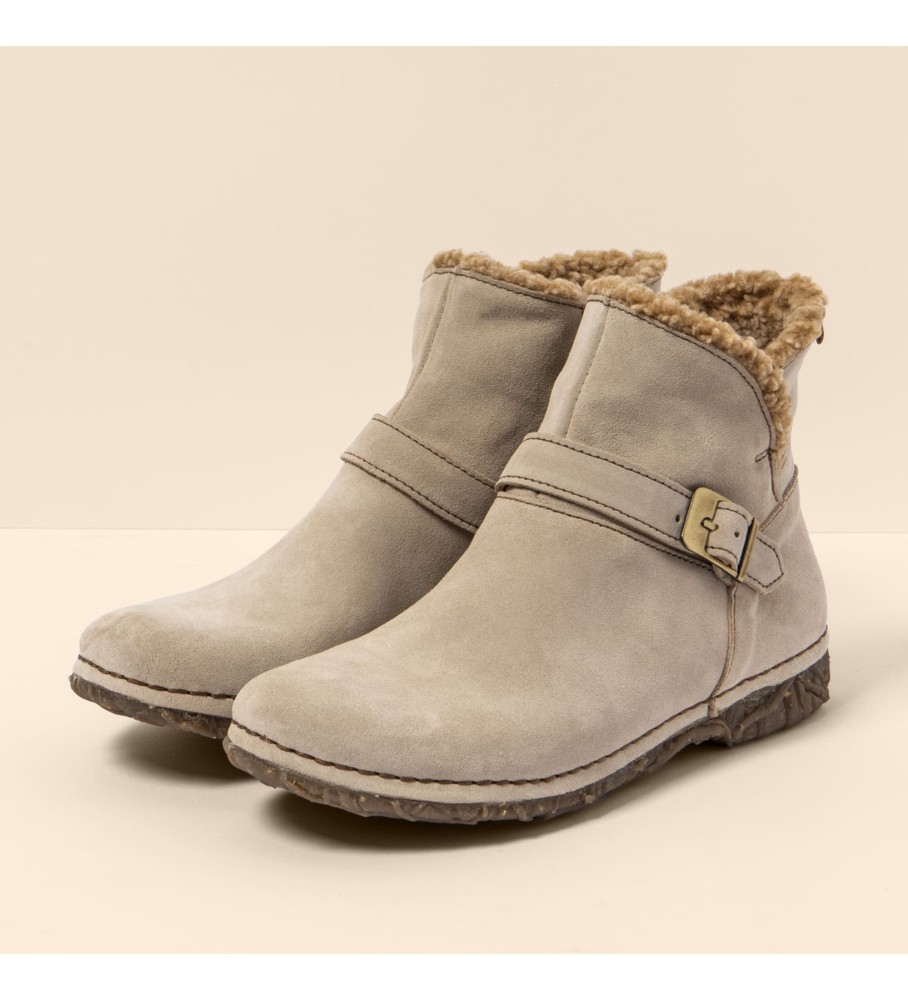 El Naturalista Botins em pele N5473 Camura de seda Creme/Angkor