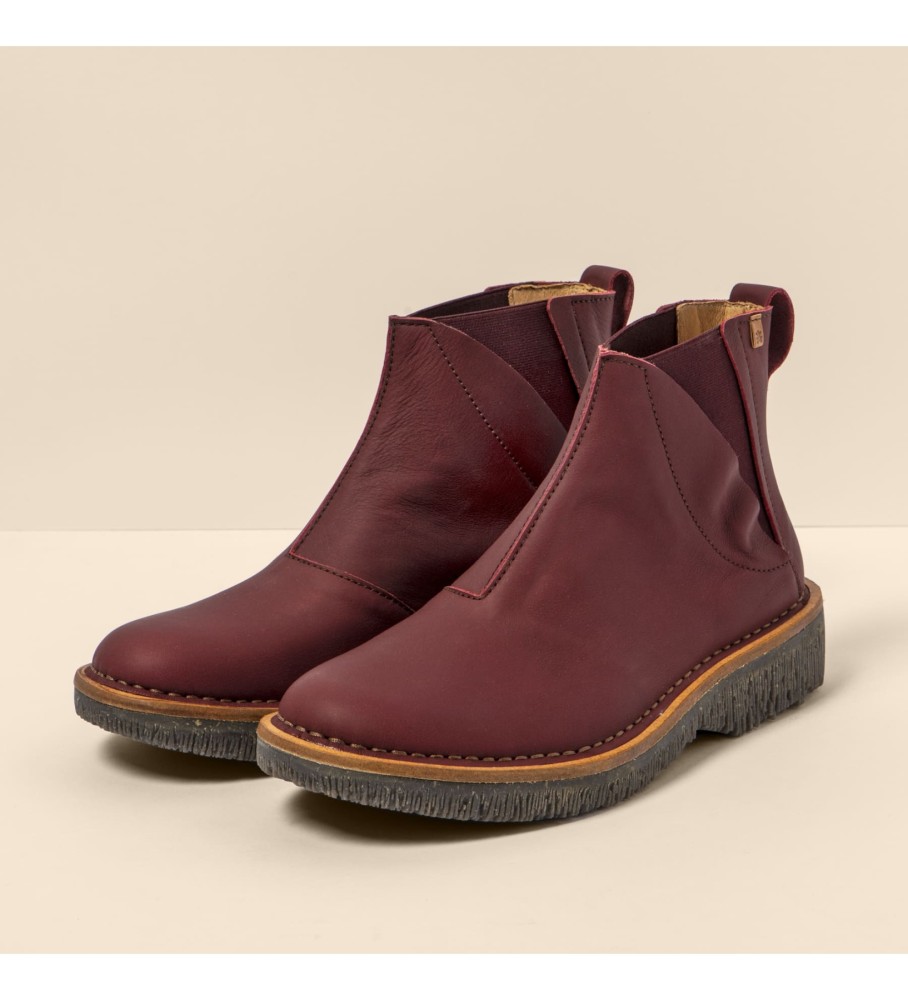El Naturalista Bottines en cuir N5570 Wax Nappa Cherry/Volcano