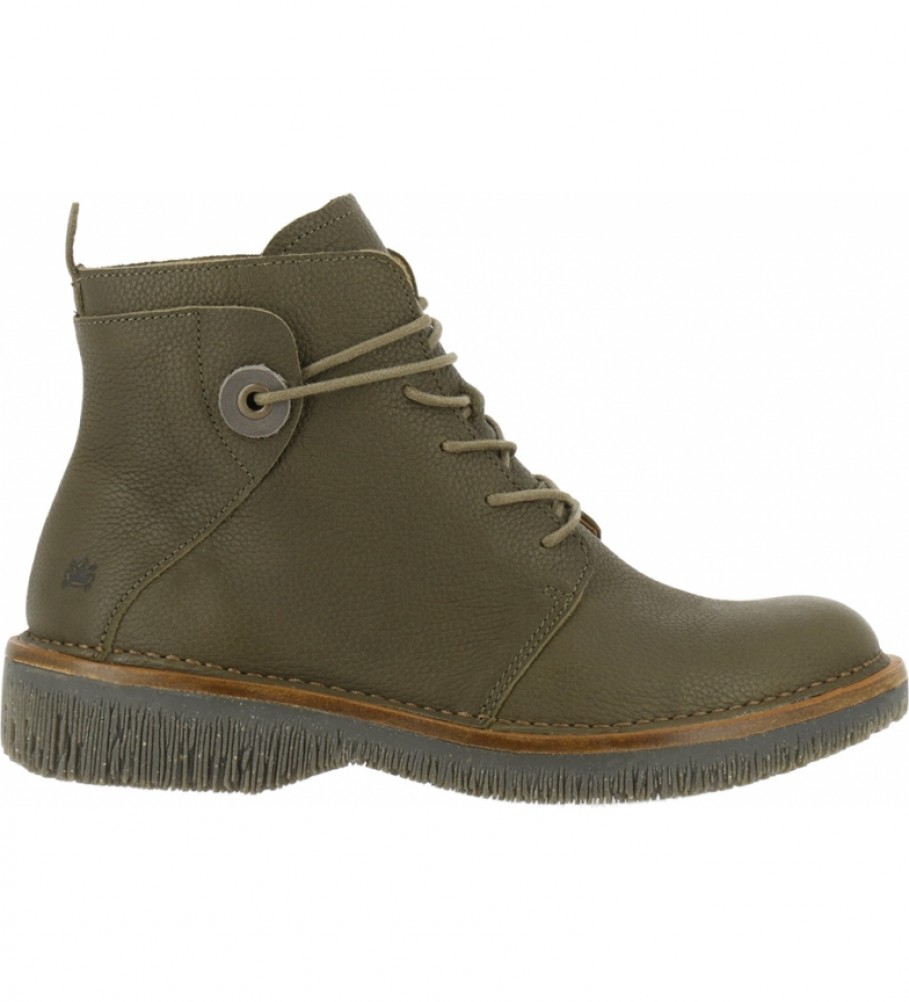 EL NATURALISTA Volcano N5575 olive leather ankle boots