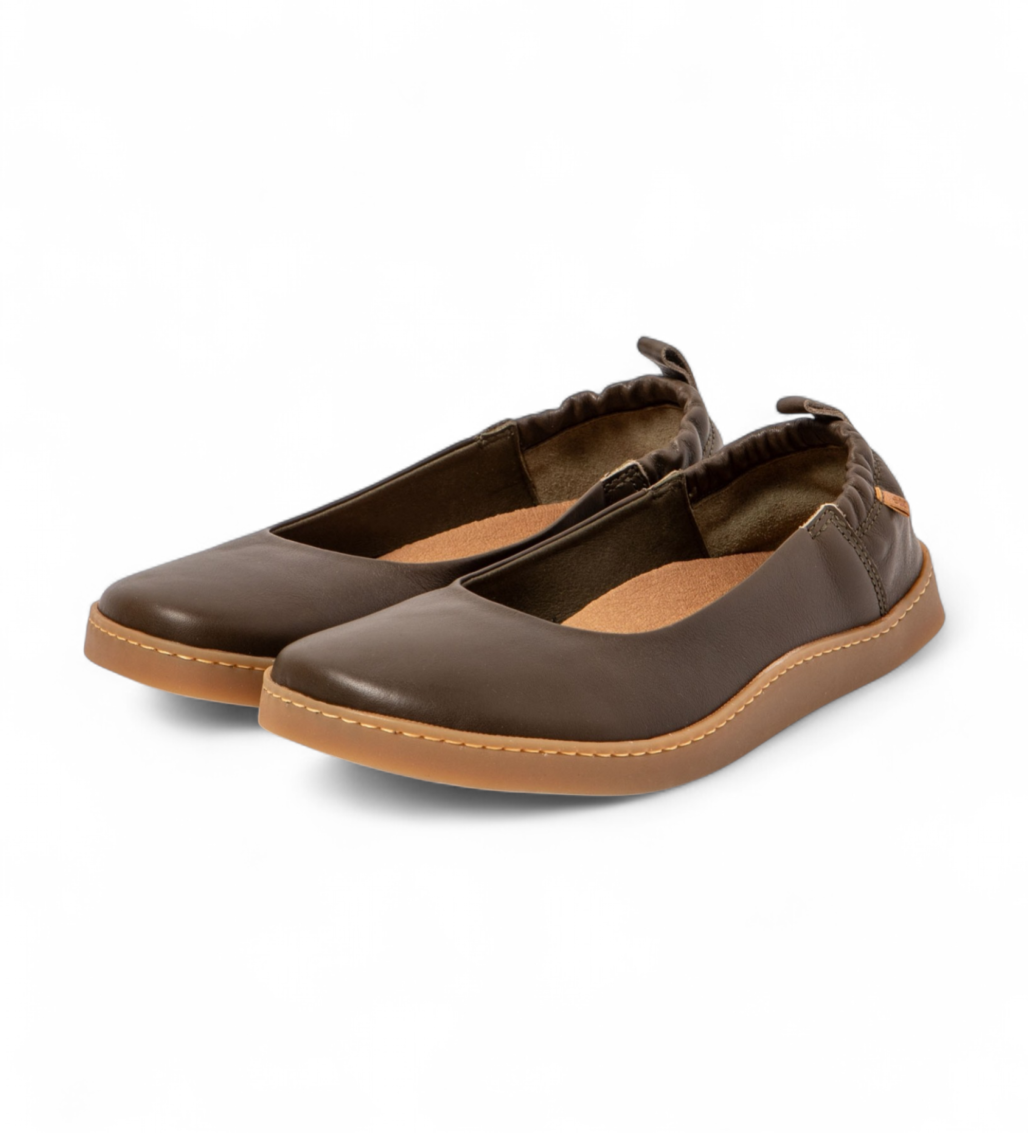 El Naturalista Sapatilhas de ballet em pele N5912 Cqui suave
