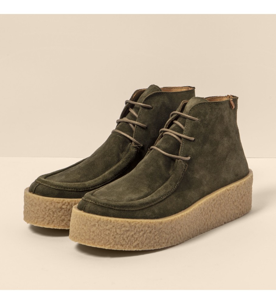 El Naturalista Botines de piel N5920 Silk Suede verde oscuro