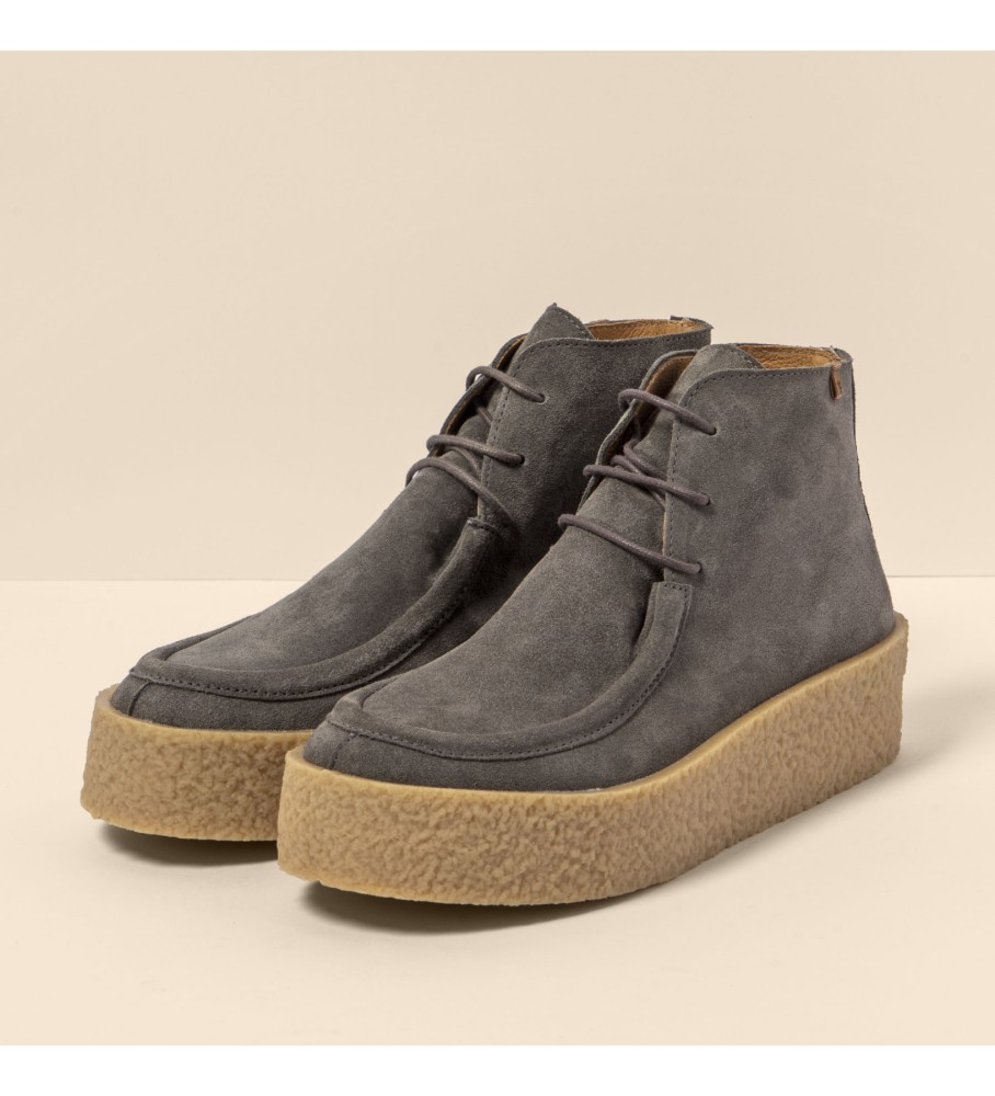 El Naturalista N5920 Silk Suede bottines en cuir gris fonc