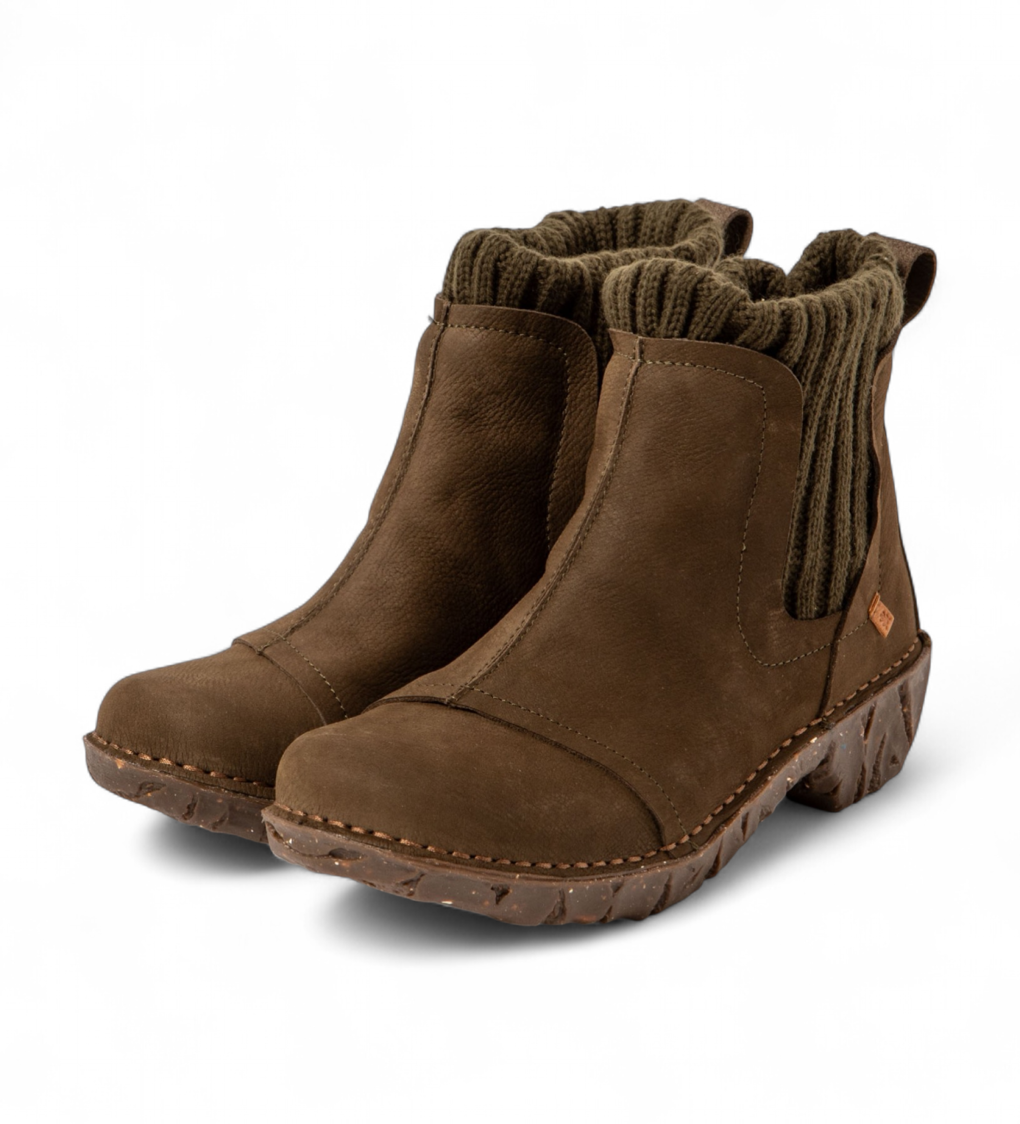 El Naturalista Pleasant Forest green leather ankle boots