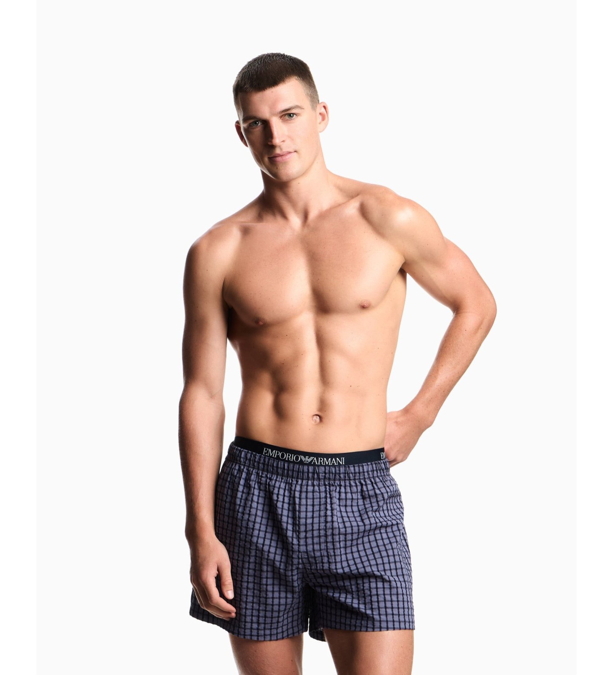 Emporio Armani Modre žakardne pletene boksarice Emporio Armani Modre žakardne pletene boksarice