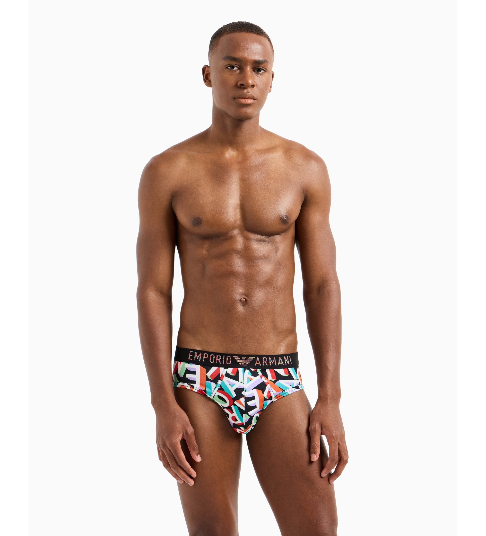 Emporio Armani Pack of two multicoloured rainbow logo briefs