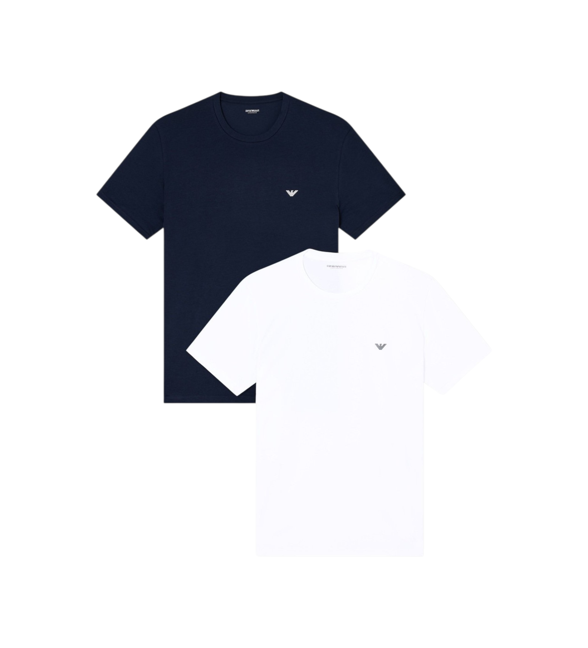 Emporio Armani Lot de 2 T-shirts en maille Endurance marine, blanc Emporio Armani Lot de 2 T-shirts en maille Endurance marine, blanc