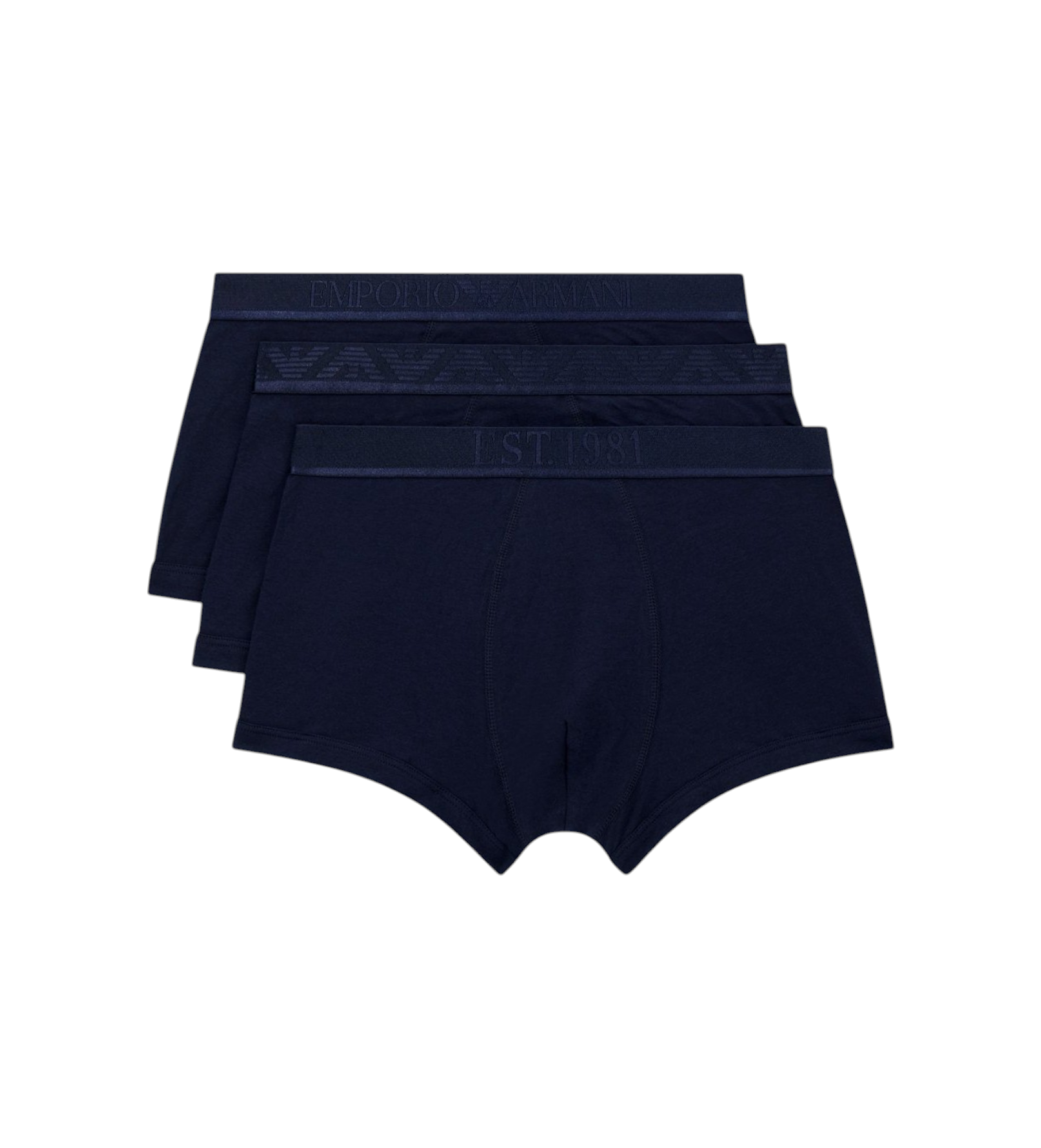 Emporio Armani Lot de 3 caleçons boxer bleu marine avec logo brillant Emporio Armani Lot de 3 caleçons boxer bleu marine avec logo brillant