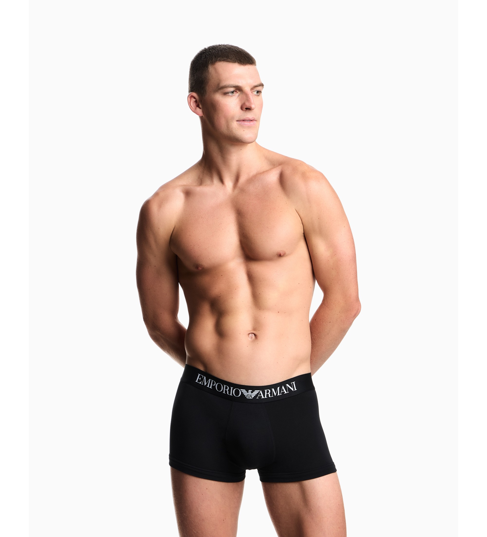 Emporio Armani Boxer noir en maille extensible Emporio Armani Boxer noir en maille extensible