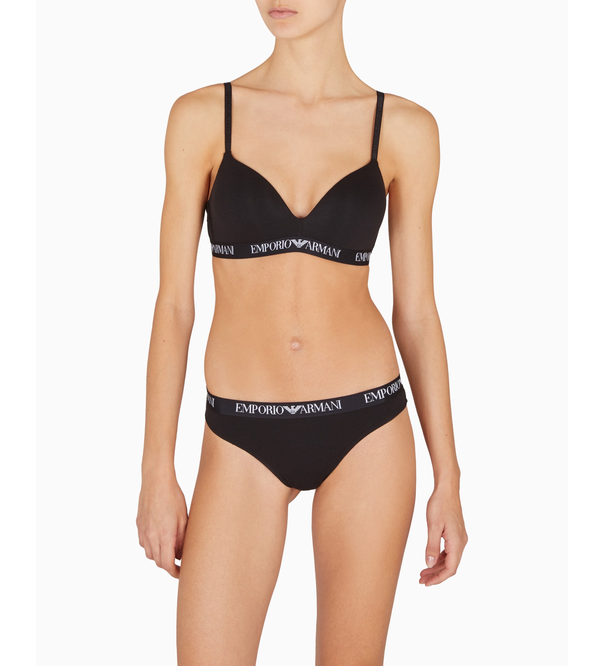 Emporio Armani Set di 2 perizomi neri Essential Cotton Emporio Armani Set di 2 perizomi neri Essential Cotton