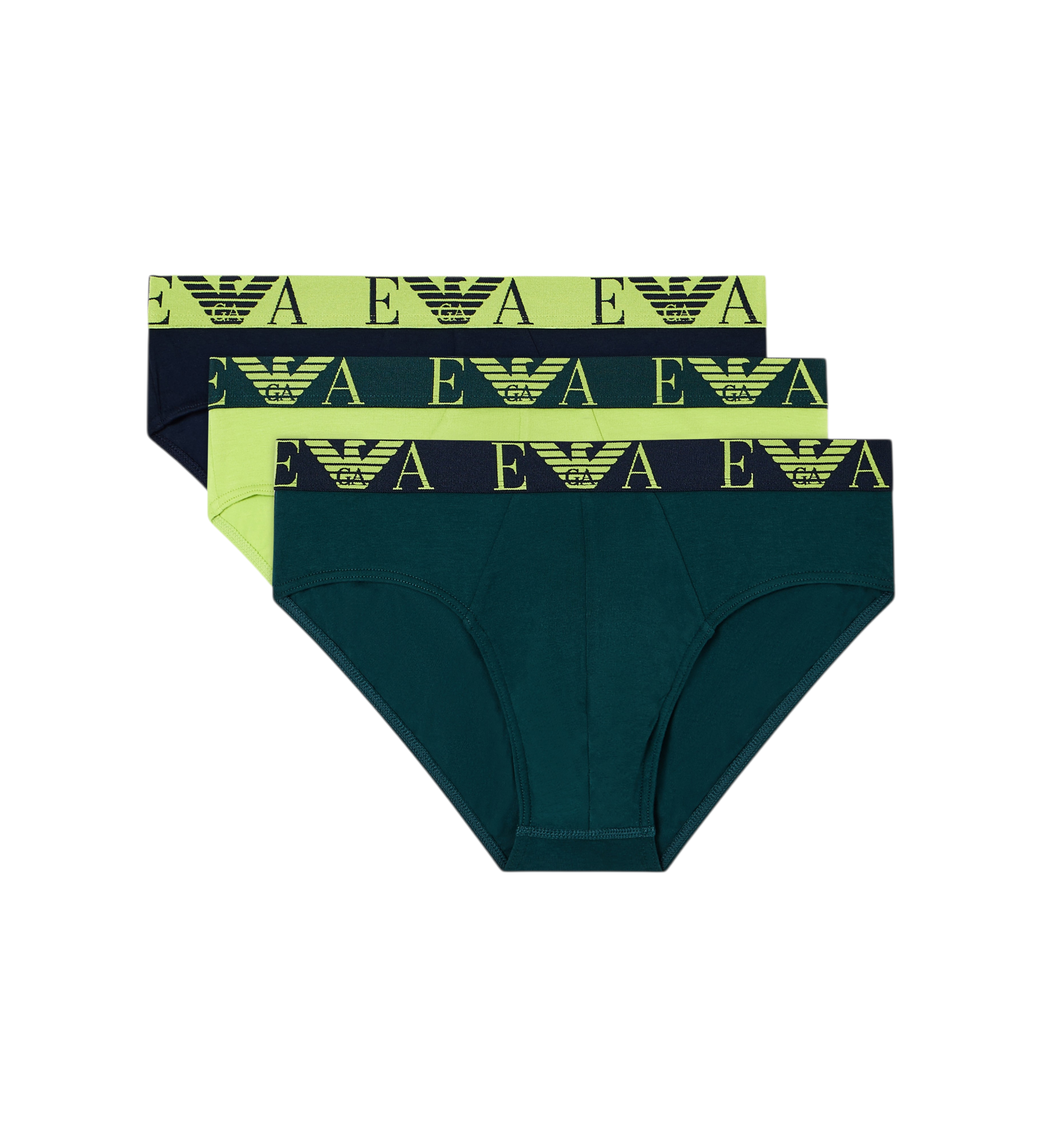 Emporio Armani Lot de 3 slips colorés verts Emporio Armani Lot de 3 slips colorés verts