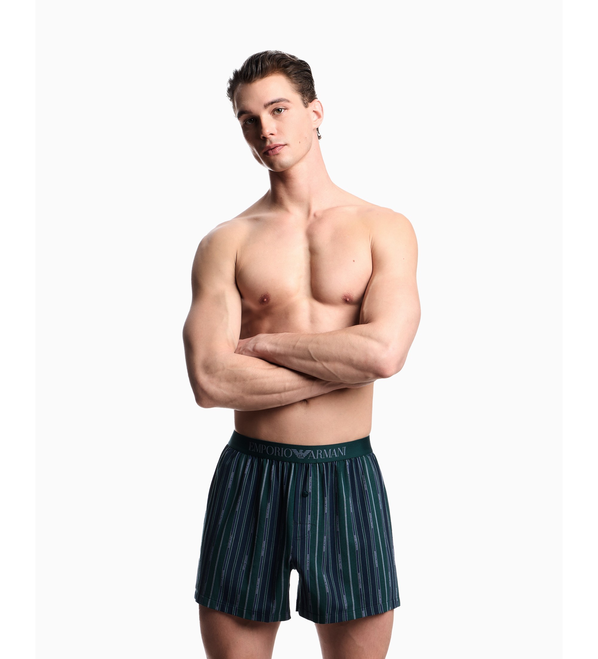 Emporio Armani Bokserske hlače z mešanim zelenim potiskom Emporio Armani Bokserske hlače z mešanim zelenim potiskom