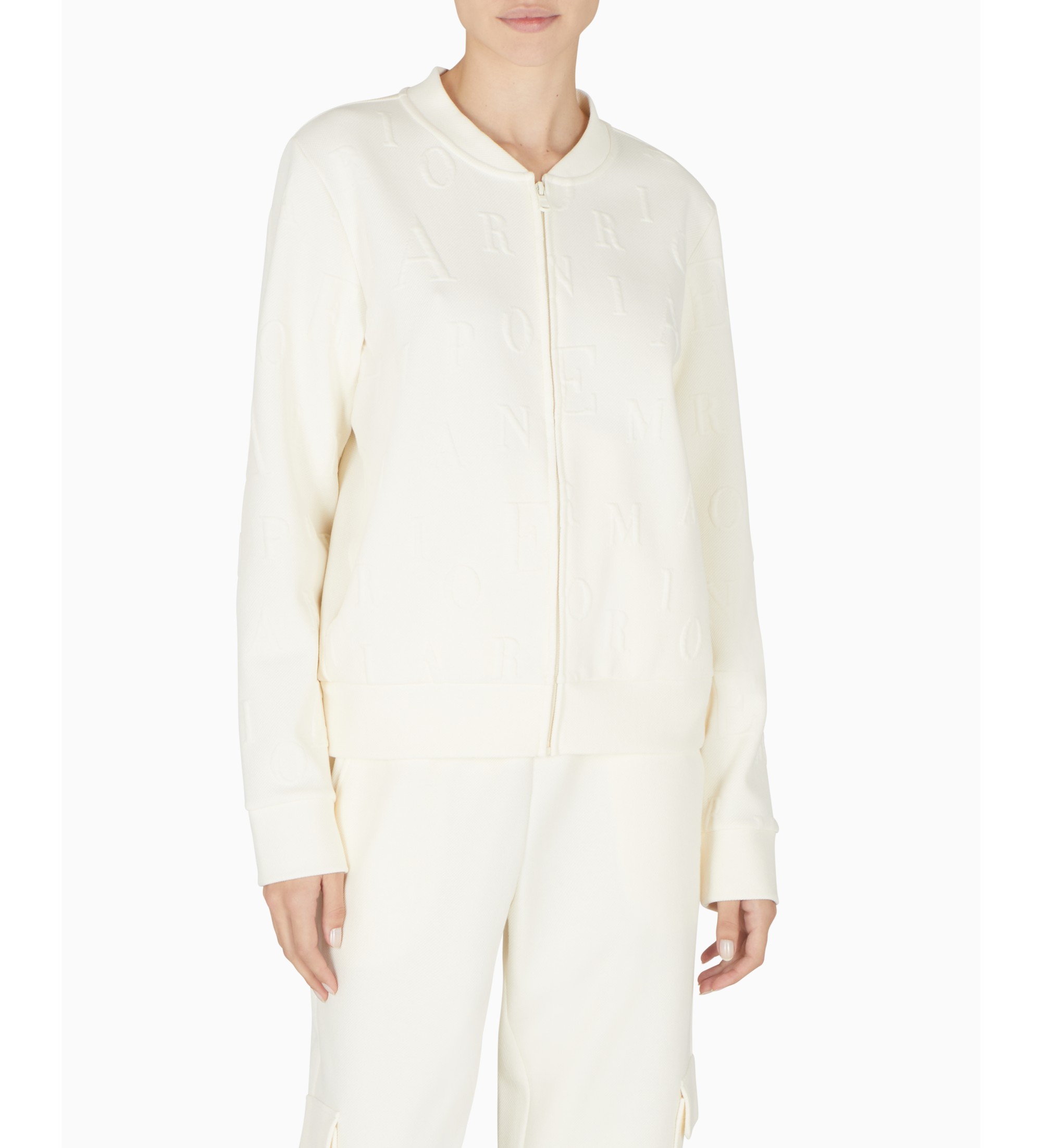 Emporio Armani Sweatshirt Jaquard 3D branco marfim Emporio Armani Sweatshirt Jaquard 3D branco marfim